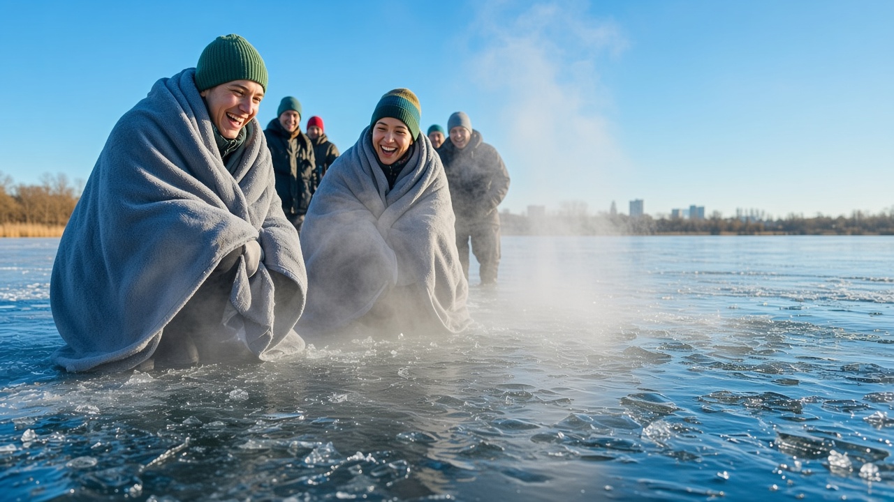 Impression vom Charity-Eisbaden in Neubrandenburg, Bild 2